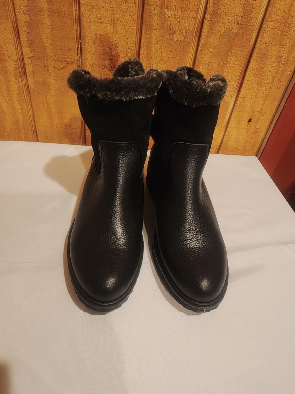 Toni Pons Women's Black Leather Faux-Fur Ankle Boots Size 40 EU